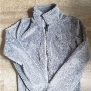 GREY NORTH FACE ZIP UP JACKET